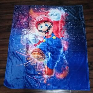 Super Mario Bros Galaxy Fleece Throw Blanket 60x50 Nintendo Video Game Decor